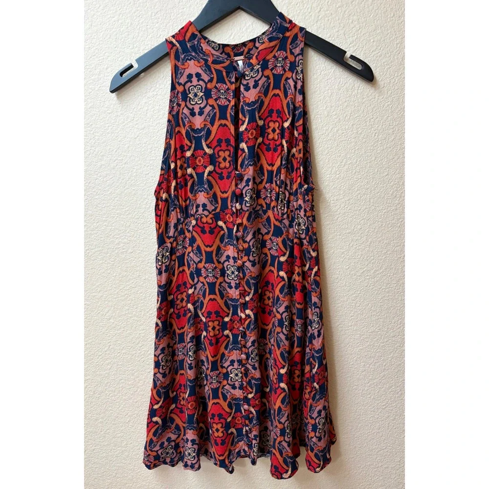 Free People Get Together Size 0 High Neck Button Front Sleeveless Dress/Tunic
